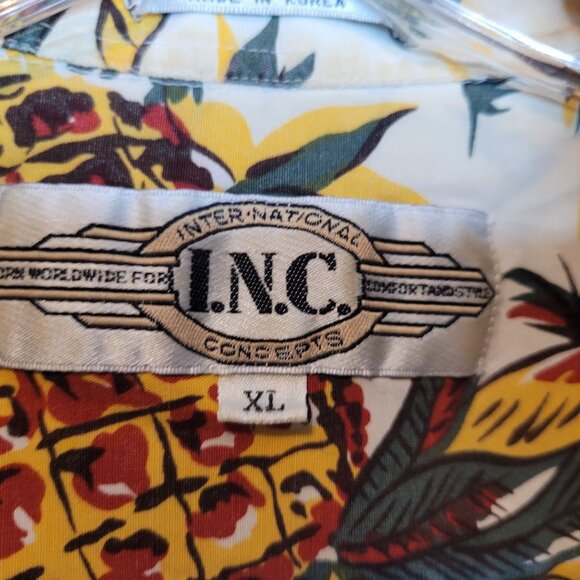 Vintage INC International Concepts Hawaiian Shirt Pineapple Rayon XL Flaws - Picture 5 of 14